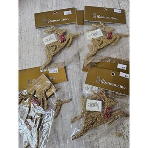 Roman glitter reindeer vintage ornament set unique deer new